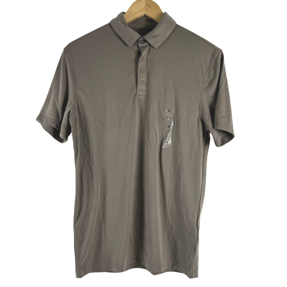 Alfani Mens Alfatech Stretch Polo Shirt Willow Wood Ash Brown S 100095816MN